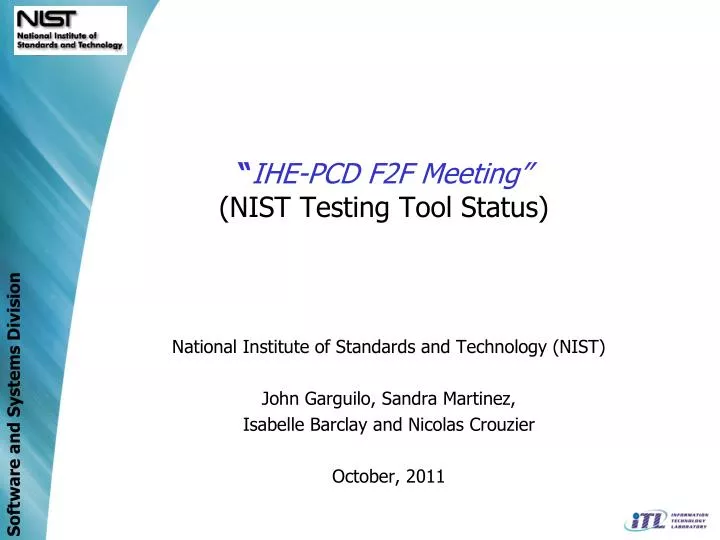 ihe pcd f2f meeting nist testing tool status