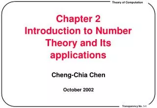 Chapter 2 Introduction to Number Theory and Its applications