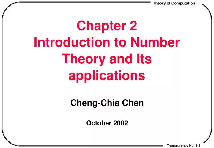 chapter 2 introduction to number theory and its applications