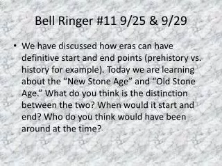 Bell Ringer #11 9/25 &amp; 9/29