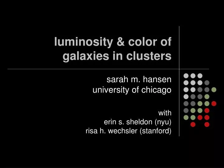 luminosity color of galaxies in clusters