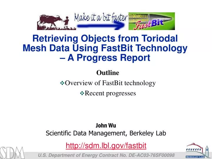 retrieving objects from toriodal mesh data using fastbit technology a progress report