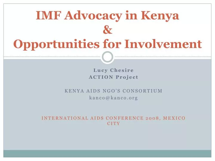 imf advocacy in kenya opportunities for involvement