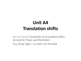 Unit A4 Translation shifts