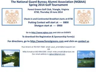 The National Guard Bureau Alumni Association (NGBAA) Spring 2014 Golf Tournament