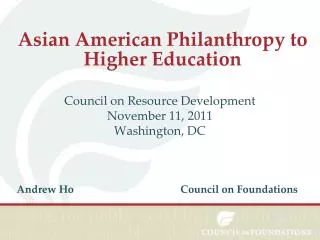 Asian American Philanthropy to Higher Education