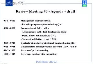 Review Meeting #3 - Agenda - draft