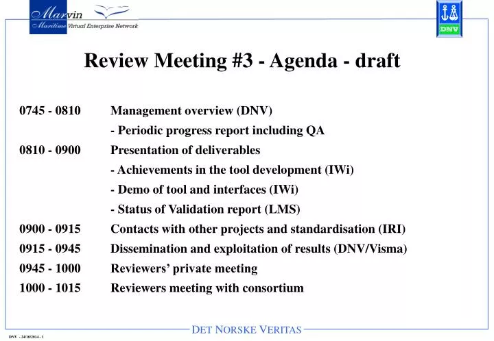 review meeting 3 agenda draft
