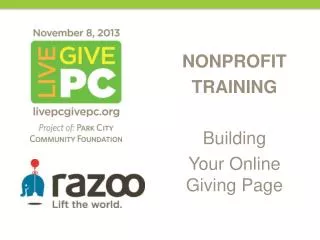 NONPROFIT TRAINING Building Your Online Giving Page