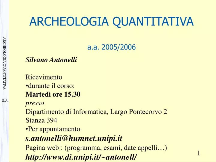 archeologia quantitativa a a 2005 2006