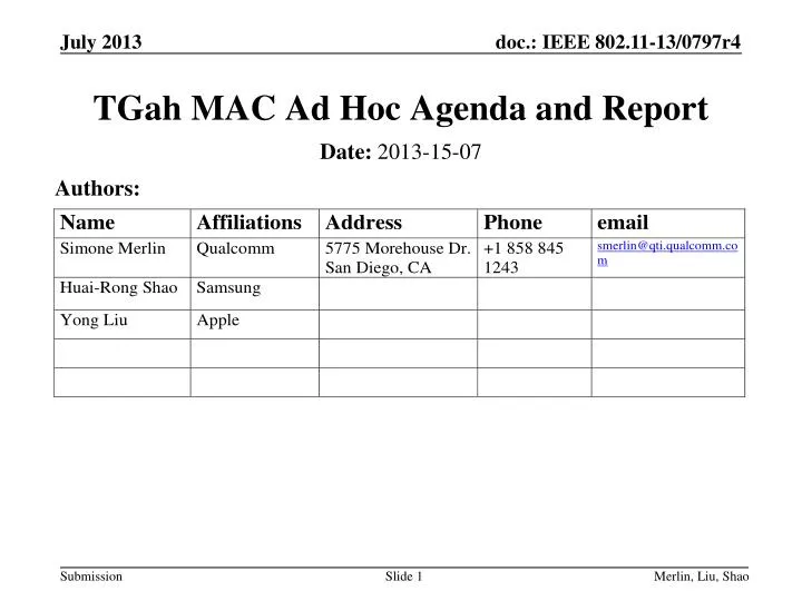 tgah mac ad hoc agenda and report