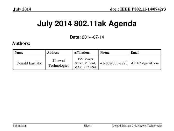 july 2014 802 11ak agenda