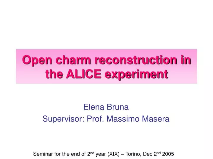 open charm reconstruction in the alice experiment