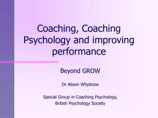Coaching, Coaching Psychology and improving performance