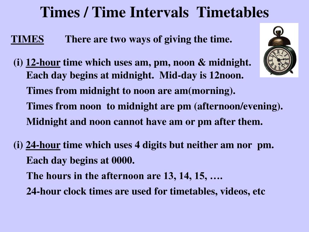 PPT - Times / Time Intervals Timetables PowerPoint Presentation, free ...