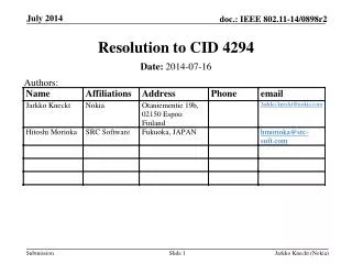 Resolution to CID 4294