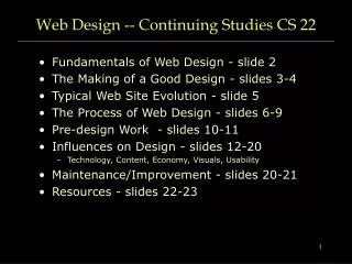 Web Design -- Continuing Studies CS 22