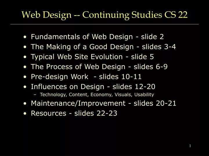 web design continuing studies cs 22