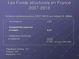 Les Fonds structurels en France 2007-2013