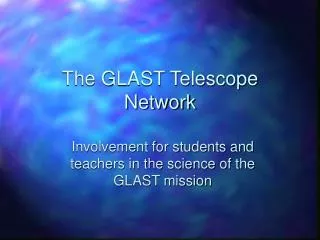 The GLAST Telescope Network