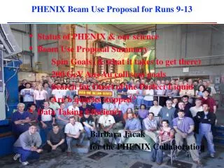 PHENIX Beam Use Proposal for Runs 9-13