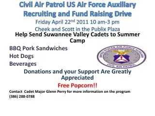 Help Send Suwannee Valley Cadets to Summer Camp BBQ Pork Sandwiches