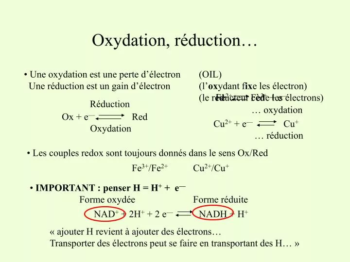 oxydation r duction