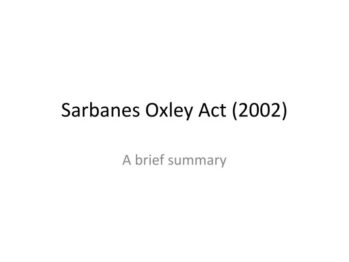 sarbanes oxley act 2002