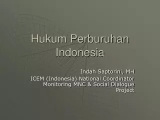 Hukum Perburuhan Indonesia
