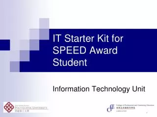 IT Starter Kit for SPEED Award Student
