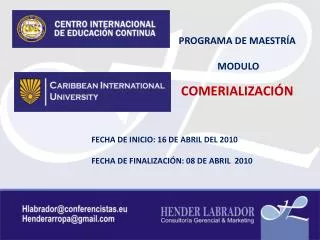 PROGRAMA DE MAESTRÍA MODULO COMERIALIZACIÓN