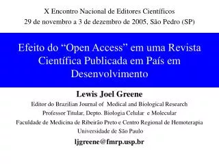 Efeito do “Open Access” em uma Revista Científica Publicada em País em Desenvolvimento