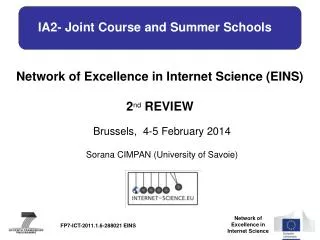 IA2- Joint Course and Summer Schools