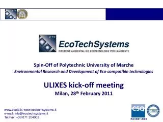 Spin-Off of Polytechnic University of Marche