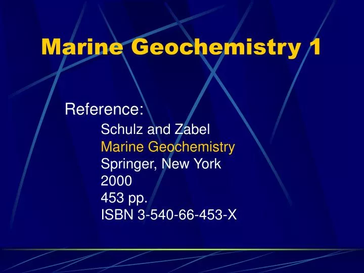 marine geochemistry 1