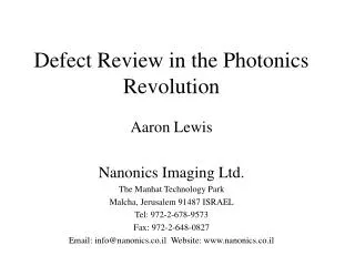 Defect Review in the Photonics Revolution