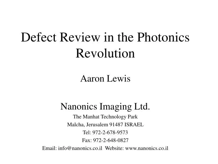 defect review in the photonics revolution