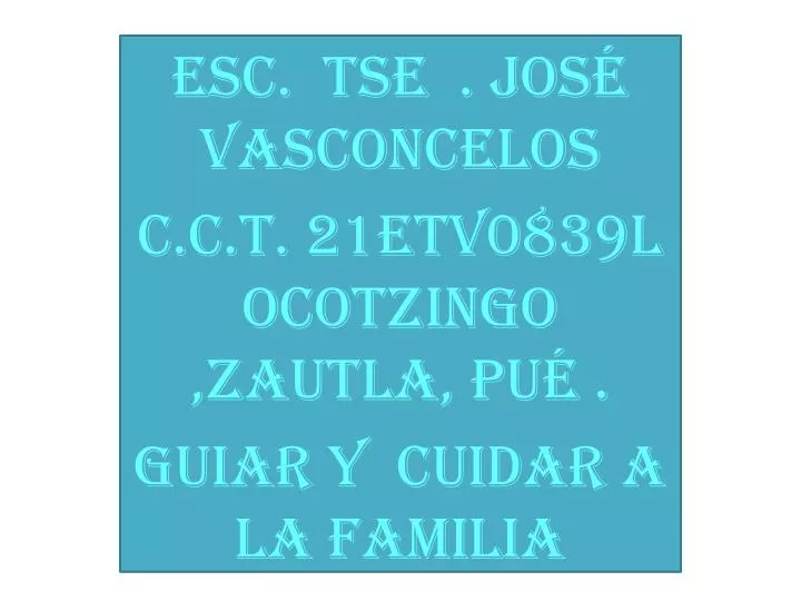 esc tse jos vasconcelos c c t 21etv0839l ocotzingo zautla pu guiar y cuidar a la familia