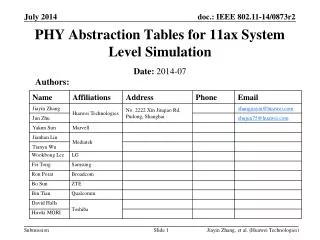 PHY Abstraction Tables for 11ax System Level Simulation