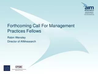 Forthcoming Call For Management Practices Fellows