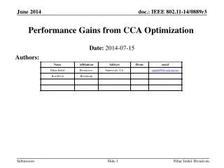 Performance Gains from CCA Optimization