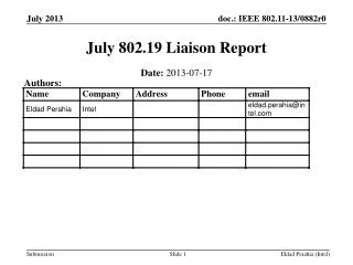 July 802.19 Liaison Report