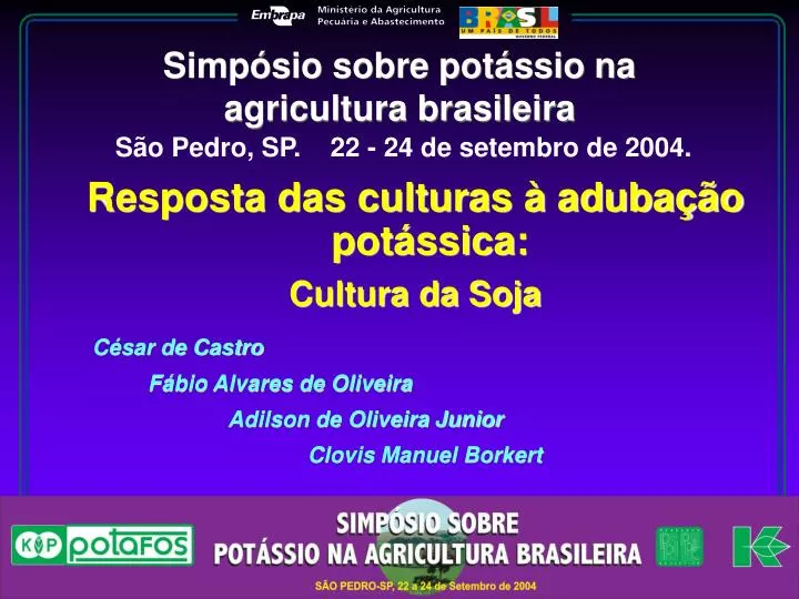 simp sio sobre pot ssio na agricultura brasileira s o pedro sp 22 24 de setembro de 2004
