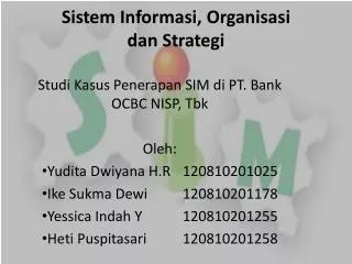 Sistem Informasi , Organisasi dan Strategi