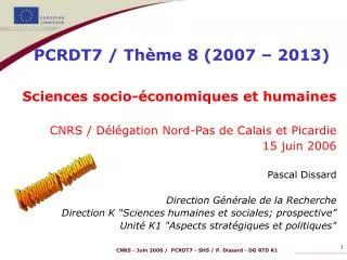 Sciences socio-économiques et humaines CNRS / Délégation Nord-Pas de Calais et Picardie