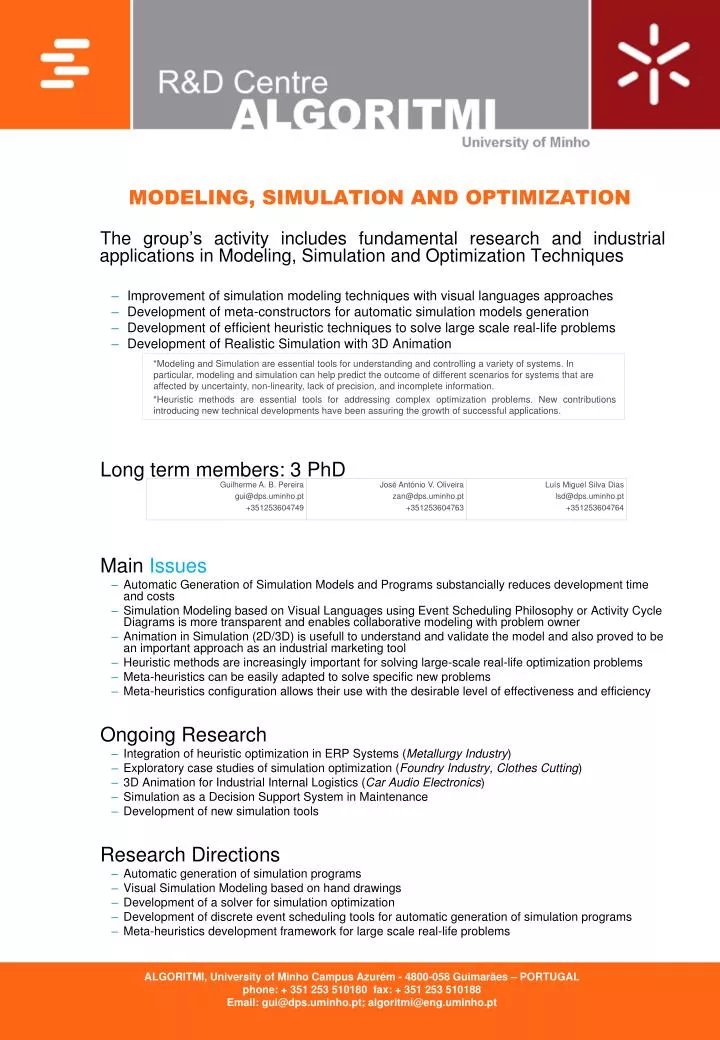 modeling simulation and optimization