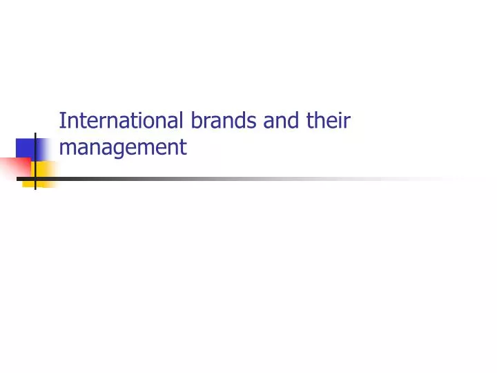 international brands and their management