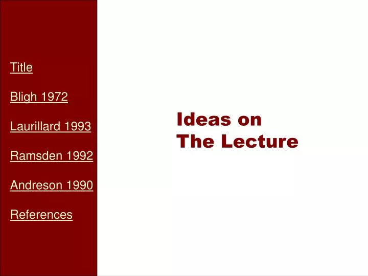ideas on the lecture