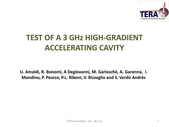 test of a 3 ghz high gradient accelerating cavity