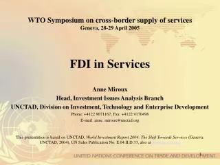 WTO Symposium on cross-border supply of services Geneva, 28-29 April 2005